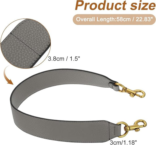 uxcell 22.83 Inch PU Leather Short Bag Strap with Clasp, Purse Handles Handbags Replacement Straps for Clutch Bag Crossbody Underarm Bags, Grey, Deep Gold Buckle