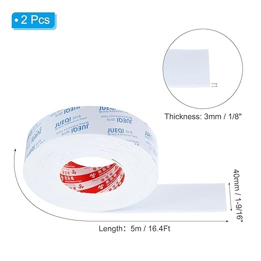 PATIKIL 1-9/16"W x 1/8" T x 16.4Ft EVA Single Sided Foam Tape, 2Pcs Multipurpose Sealing Strip Foam Waterproof Weather Stripping Foam Sealing Foam Strips with Adhesive for Door, White