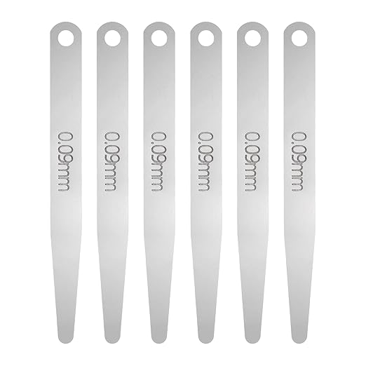 HARFINGTON 6pcs Metric Thickness Feeler Gauge 0.09mm Single Blade Oval Feeler Gauge 304 Stainless Steel Gap Measuring Tool for Repair Valve Guitar Spark Plug