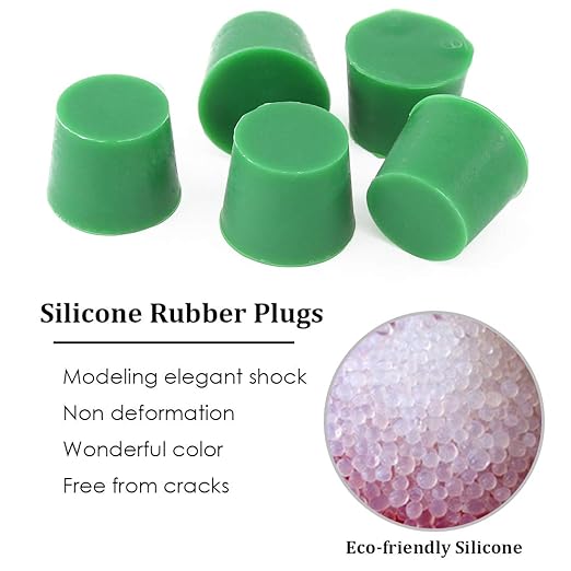 Hilitchi Silicone Rubber Plug Kit Tapered Stopper Silicone Plugs for Powder Coating Painting Anodizing Plating Vacuum Test Plugging Hydraulic Fuel and Oil Lines (Large Green-10 Pcs, 1 1/16”×1 1/4”)