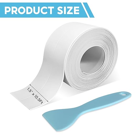 Caulk Tape for Bath Kitchen, Toilet Sealer Around Toilet Base White Self-Adhesive Decorative Sealing Tape, Caulking Tape Used for Kitchen Sink Toilet Bathroom Bathtub Floor (Minimalism, 3)