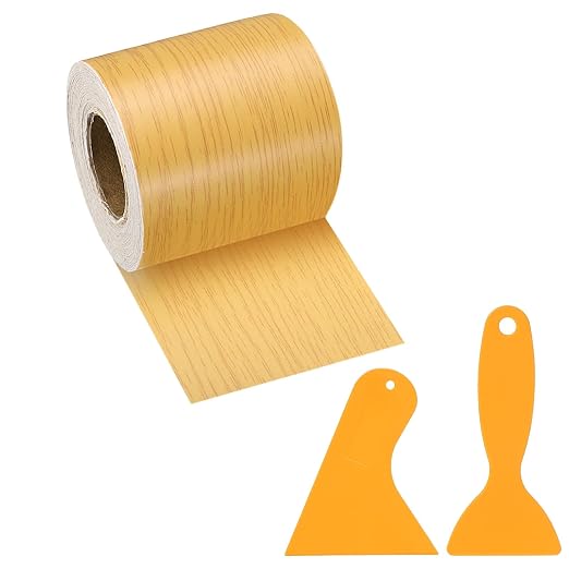 PATIKIL Wood Grain Repair Tape, 2" x 33' Self Adhesive Realistic Wood Tape with Scraper Durable Repair Patch for Furniture Floor Window Door Table DIY Home Decor, Beautiful Oak