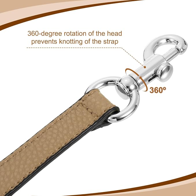 uxcell 25.59 Inch PU Leather Short Bag Strap with Clasp, Purse Handles Handbags Replacement Straps for Clutch Bag Underarm Bags, Tawny, Silver Buckle
