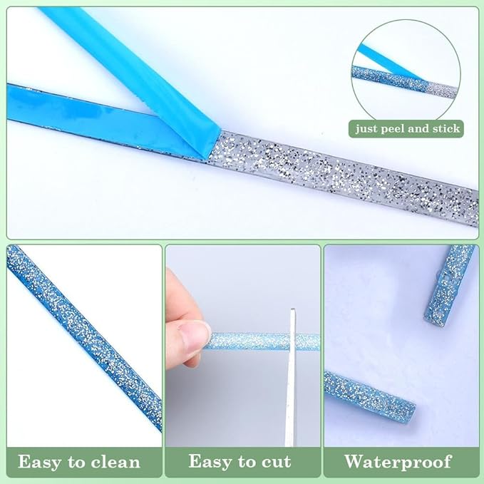 GORGECRAFT 2 Rolls 20Ftx 0.3In Caulk Strip Ceiling Molding Peel and Stick Ceramic Tile Gap Tape Adhesive Wall Corner Protector Decorative Silver Caulking Gap Sealant Edging Tape Border for Stove Sink