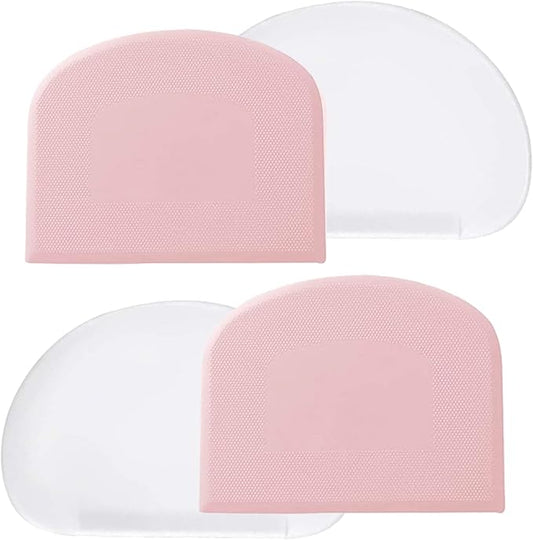 Dough Bowl Scraper Silicon Pastry Scrapers Home Kitchen Food Grade PE Backing Dough Blenders Hard Cutter for Cooking Bread Cake Mixing Pastry Dough Scrapers 4 Packs