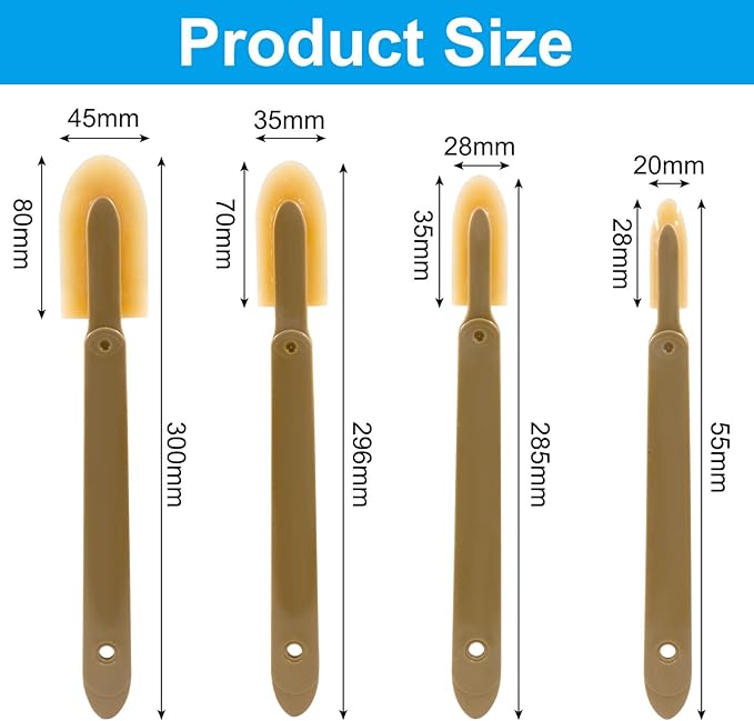 4 Pcs Rubber Caulking Tool Set - 4 Size Reusable Sealant Spatula Kit with Grip for Smooth Finishing on Tiles, Brick & Bathroom