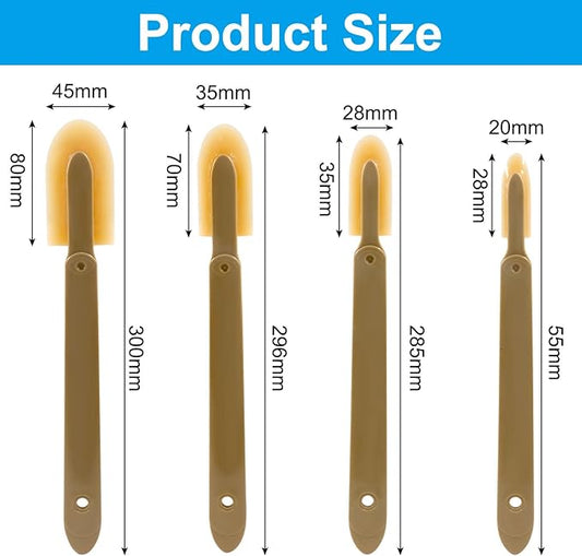 4 Pcs Rubber Caulking Tool Set - 4 Size Reusable Sealant Spatula Kit with Grip for Smooth Finishing on Tiles, Brick & Bathroom
