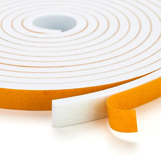 50 Feet Weather Stripping Door Seal, 1/2" Wide X 1/8" Thick Door Seal Strip High Density Foam Tape Adhesive Strip for Door Soundproofing,Window Insulation (1/2" x 1/8" x 50FT,White)