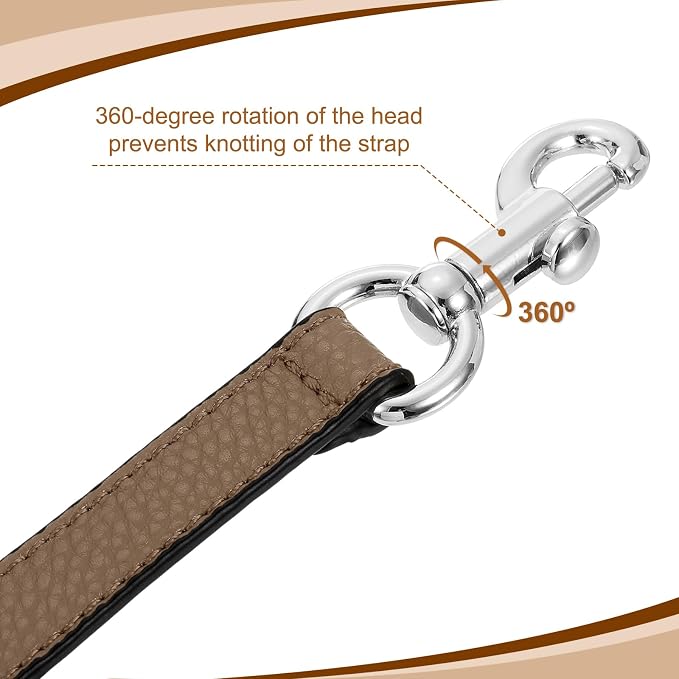uxcell 19.29 Inch PU Leather Short Bag Strap with Clasp, Purse Handles Handbags Replacement Straps for Clutch Bag Underarm Bags, Dark Khaki, Silver Buckle