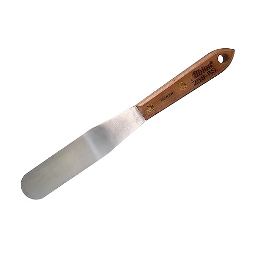 Albion Engineering Company 258-8S Classic Tapered Spatula, Stainless Steel, Hardwood Handle, 1-1/4" Wide Tapered Tip x 6" Long Blade