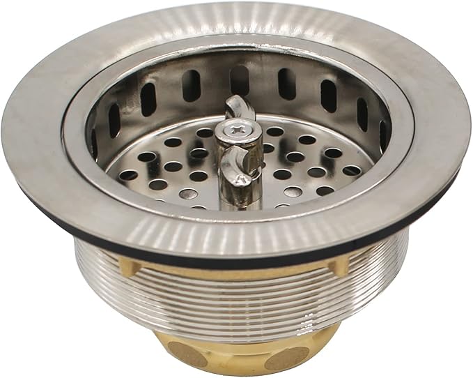 Westbrass A213-07 3-1/2" Wing Nut Twist Style Large Kitchen Sink Basket Strainer, Polished Nickel