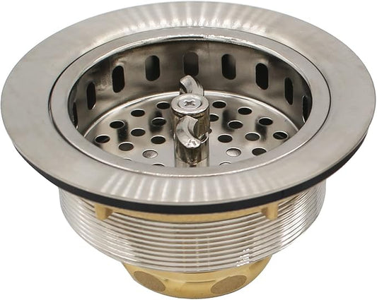 Westbrass A213-07 3-1/2" Wing Nut Twist Style Large Kitchen Sink Basket Strainer, Polished Nickel