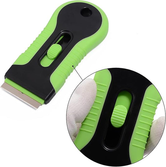 EHDIS Car Sticker Remover Glass Cooktop Razor Scraper with 10pcs Replace Blades for Label,Glue,Paint,Adhesive Remover,Oven Door, Stove Cleaning (Green)