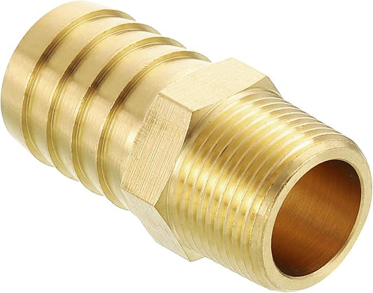 Pack of 1 Brass Hose Barb Fittings Adapter Connector 1" Hose Barb to 3/4" NPT Male Fittings for Home Machines, Massage Bathtubs, and Irrigation Systems