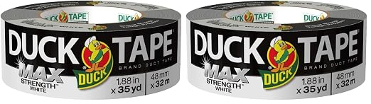Duck Brand Max Strength Duct Tape - 1 Roll - Heavy Duty Hold - 1.88 Inch x 35 Yards - White (240866) (Pack of 2)