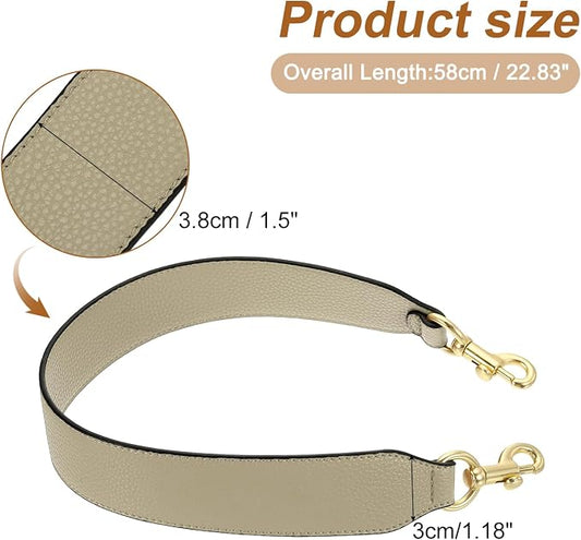 uxcell 22.83 Inch PU Leather Short Bag Strap with Clasp, Purse Handles Handbags Replacement Straps for Clutch Bag Crossbody Underarm Bags, Khaki, Light Gold Buckle