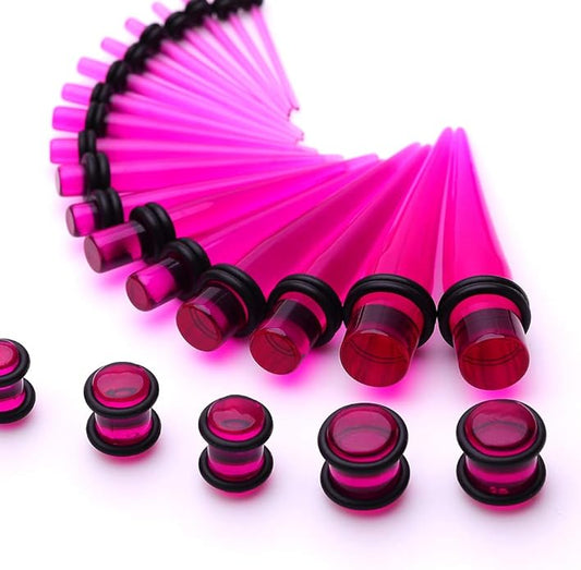 JieyueJewelry 50/54 Pieces Ear Stretching Kit 14G-00G Acrylic Tapers and Plugs + Silicone Tunnels - Ear Gauges Expander Set Body Piercing Jewelry