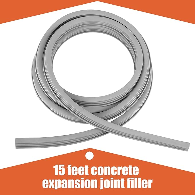 Kingdder Concrete Expansion Joint Filler Driveway Crack Filler Flexible EPDM Rubber Strip for Concrete Crack Repair Replacement Weather Aging Resistance Expansion Joint(1'' Wide, 15 ft Long)
