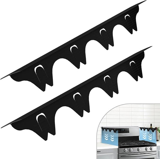 Silicone Stove Gap Covers with Stainless Steel, Oven Gap Filler Seals Gaps Between Stovetop and Counter, Stove Gap Guards Range Trim Kit, Easy to Clean Stove Gap Guard (2 Pack,20.87")
