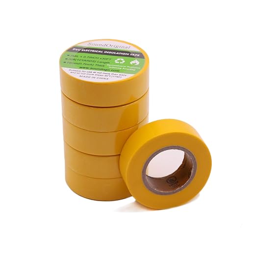 Electrical Tape Yellow 6 Pack 3/4-Inch by 30 Feet, Voltage Level 600V Dustproof, Adhesive for General Home Vehicle Auto Car Power Circuit Wiring Yellow