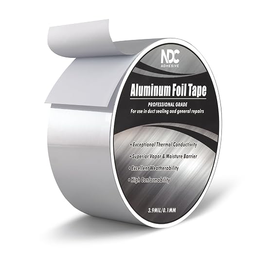 Aluminum Foil Tape, 2.2” x 164Ft, Silver | 3.94mil, Heat & UV Resistant, Waterproof for Ductwork Sealing, Dryer Vent, HVAC Air Insulation, Metal Repairs Patching