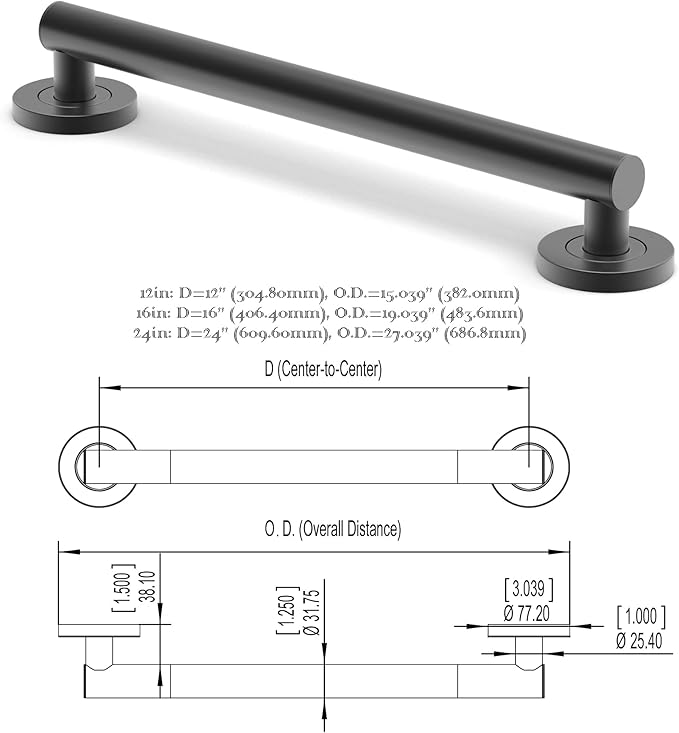 ADA Compliant Grab Bar, 500lbs Weight Support for Bath Safety (12 inch, Brushed Nickel)