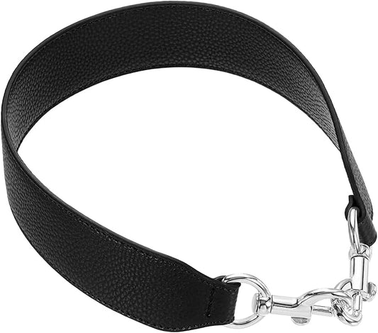 uxcell 22.83 Inch PU Leather Short Bag Strap with Clasp, Purse Handles Handbags Replacement Straps for Clutch Bag Crossbody Underarm Bags, Black, Silver Buckle
