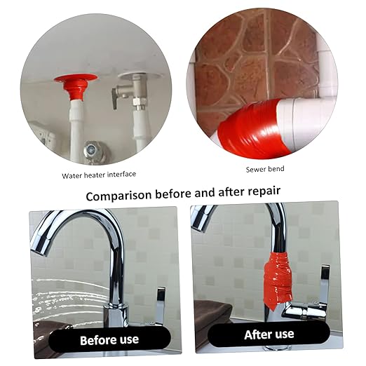 Ipetboom Pipe Repair Tape Self Adhesive Flexible Sealant for PVC Ppr Metal Pipes Compression Resistant Outdoor Sealing Tape for Leak Stop and Insulation Red