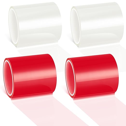 Patelai 4 Rolls 16.4 ft x 2 Inches Self Adhesive Repair Light Tape Auto Tail Light Tape Fog Lights Tint Tape Headlight Lens Tape (Red, Clear)