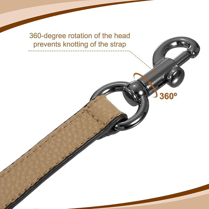 uxcell 14.17 Inch PU Leather Short Bag Strap with Clasp, Purse Handles Handbags Replacement Straps for Clutch Bag Underarm Bags, Tawny, Grey Buckle