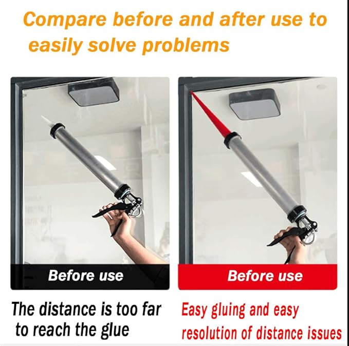 Caulking nozzle of sausage caulking gun, curved caulking nozzle applicator, replacement extension tool used in construction (3 pieces)