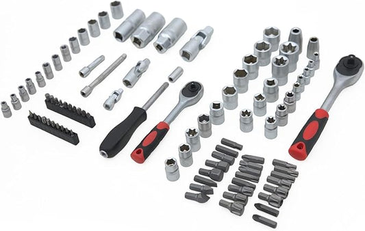 Hand tools, Mechanics Tool Set 94pcs Socket Set wih Case, 1/4" & 1/2" Drive, Versatile and Durable Tool Kit for Auto & Motorcycle Repair, Home, and DIY Projects (94p)