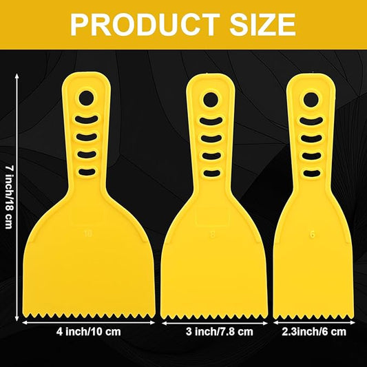 Lothee Adhesive Spreader Plastic Notch Trowel with Handle Adhesive Barrier Spreader Tool in 3 Sizes Notched Glue Applicator Kits for Automotive Body Fillers Putties Glazes Epoxy Resin Caulk Glues