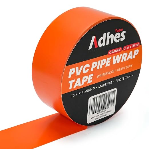 ADHES PVC Pipe Wrap Tape, 2 Inch X 35 Yds, Corrosion Protection Pipe Tape, Weatherproof PVC Tape for Drain Pipe, Metal & Electrical Piping, Underground Pipe, Orange