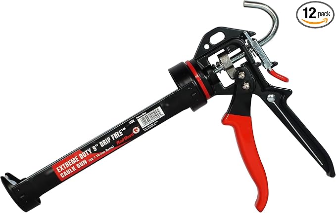 Red Devil 3989 9" Extreme Duty Caulk Gun - Hand Caulking Gun - Thrust Ratio 26:1, Black 9" (Pack of 12)
