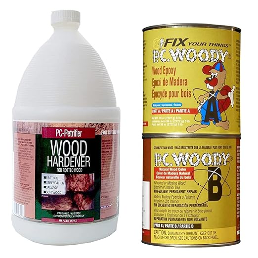 PC-Products Wood Repair Epoxy Paste and Wood Hardener Kit, PC-Woody 96 oz and PC-Petrifier 1 Gallon
