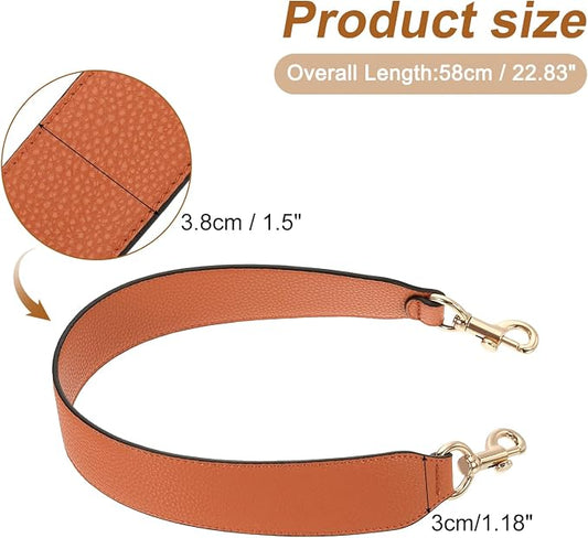 uxcell 22.83 Inch PU Leather Short Bag Strap with Clasp, Purse Handles Handbags Replacement Straps for Clutch Bag Crossbody Underarm Bags, Orange, Gold Buckle