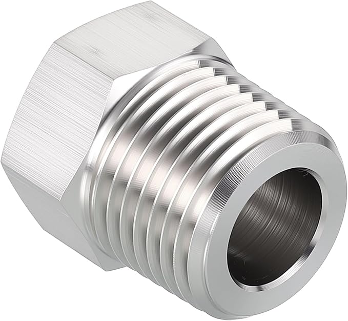 Pack of 1, 1/2" Male NPT to 3/8" FeMale NPT Solid 304 Stainless Steel Hex Bushing, Hose Fittings Adapter Reducer for Pipe Leak Repair, Bathroom Remodeling, Tool Extensions