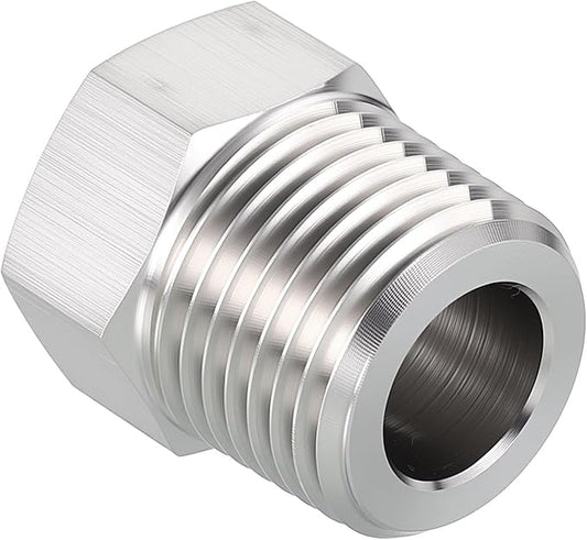 Pack of 1, 1/2" Male NPT to 3/8" FeMale NPT Solid 304 Stainless Steel Hex Bushing, Hose Fittings Adapter Reducer for Pipe Leak Repair, Bathroom Remodeling, Tool Extensions