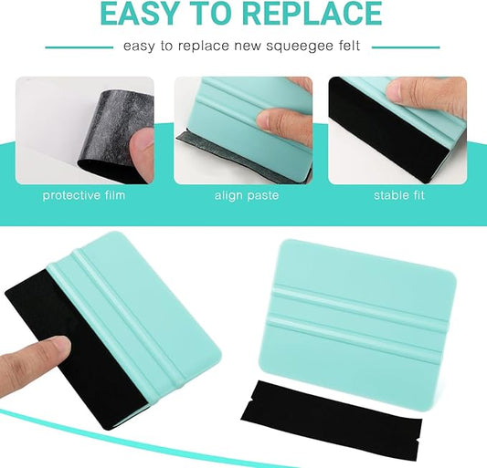 WRAPXPERT Squeegee for Vinyl- Felt Vinyl Squeegee 2 Pcs,Purple and Teal Squeegees Scraper Tool Kit for Crafts Car Wrap Window Tint Wallpaper Glass Film Application