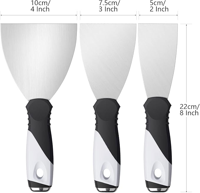 Mister Rui 4 Inch Small Metal Putty Knife Scraper Tool for Wood, Stainless Steel Paint Scraper with Hammer End