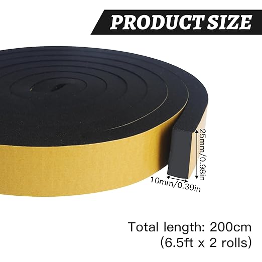 High Density Foam Tape - 1'' x 3/8'' x 13Ft Weatherproof Adhesive Prevent Condensation Heat Resistant Flame Retardant Weather Stripping Easy to Cut & Install & Remove for Car Doors Pipes Windows
