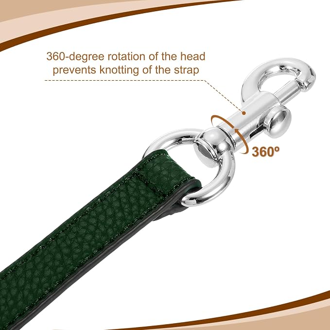 uxcell 19.29 Inch PU Leather Short Bag Strap with Clasp, Purse Handles Handbags Replacement Straps for Clutch Bag Underarm Bags, Dark Green, Silver Buckle