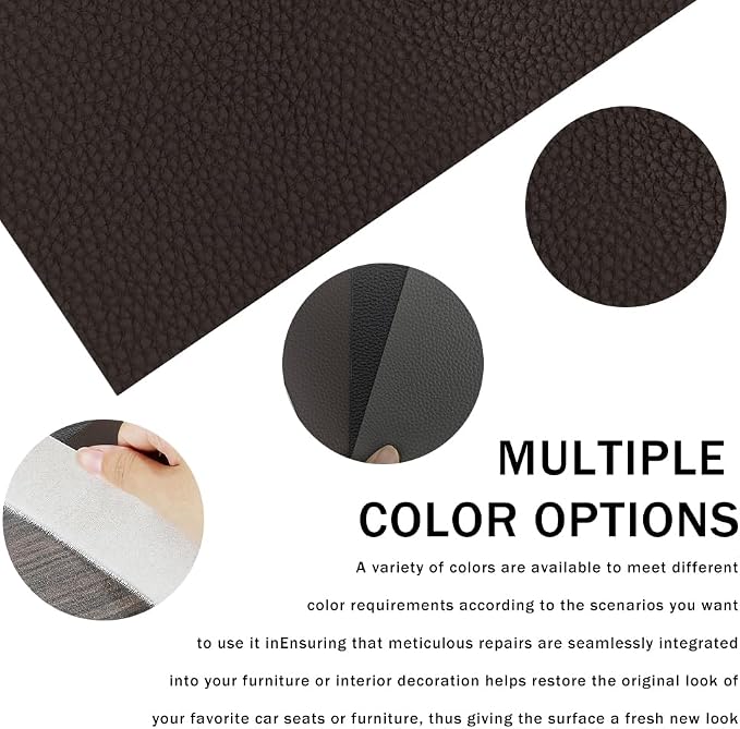 2PCS Vinyl and Leather Repair Kit, Leather Car Seat Repair Kit, 4 x 8 Inch Self Adhesive Waterproof Automotive Seat Patch, Car Fabric Sofa Vinyl Tape for Vehicles, Couches, Furniture (Brown)
