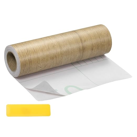 uxcell Wood Tape, 6 Inch x 16ft Self-Adhesive Wood Grain Repair Tape Patch with Plastic Scraper for Baseboards, Doors, Windows, Floor Repair and Furniture Renovation, Khaki