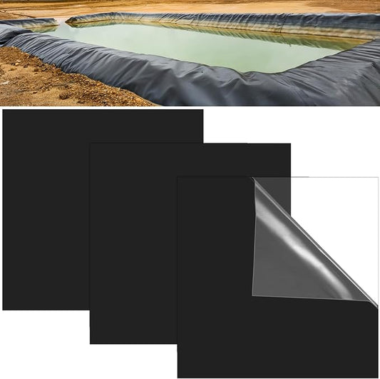 3 Pcs 12 x 12 Inches Large Pond Liner Repair Patch Self-Adhesive EPDM Liner Repair Patch Kit Thickened EPDM Pond Liner Seam for Garden Pond Patch Cover Liner Repair