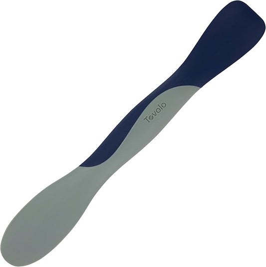 Tovolo Mini Scoop and Spread Tool for Kitchen Meal Prep Small Sandwich Spreader Spatula for Peanut Butter Jelly, Silicone BPA Free Dishwasher Safe Scooper Spreader, Deep Indigo and Oyster Gray