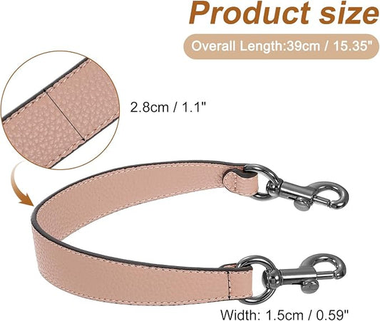 uxcell 14.17 Inch PU Leather Short Bag Strap with Clasp, Purse Handles Handbags Replacement Straps for Clutch Bag Underarm Bags, Pink, Grey Buckle