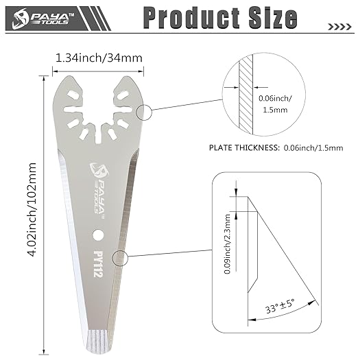 3" Tapered Oscillating Caulking Cutter, Multitool Scraper Blades for Caulk Adhesive Sealant Removal (5-Pack)