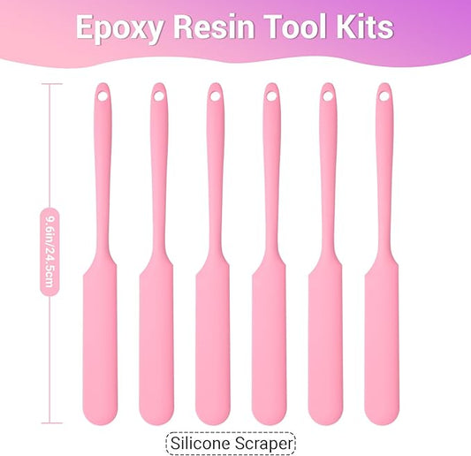 Gartful 6PCS Silicone Spatula Sticks, Non-Stick Epoxy Resin Mixing Sticks Scraper Tools, Reusable Stirring Rods for Resin, Paint, Waxing, Liquid, Arts Crafts Supplies, Facial Mask, Pink